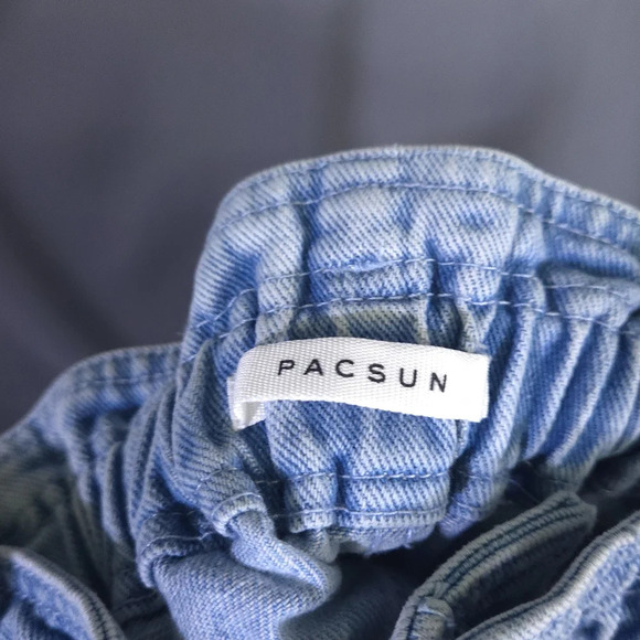 PACSUN Busted Blue Paperbag Waist Mom Jean Highrise‎ Tapered Leg Relaxed Size XS - Picture 6 of 9